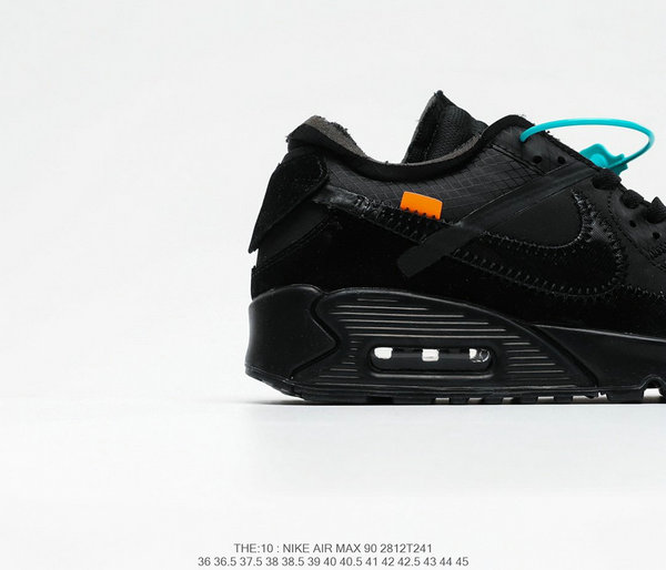 品質保證 Off-White x Nike Air Max90 2.0 OW限量聯名 聯名款 限量 經典 氣墊 跑鞋 情侶款 全黑