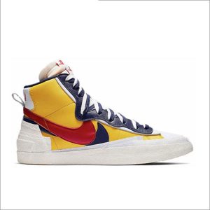 Nike Blazer x Sacai Mid Gold聯名 防滑耐磨 中幫解構板鞋 男女同款 紅藍黃白