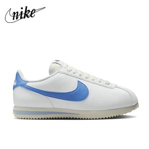 White and Blue Nike Cortez